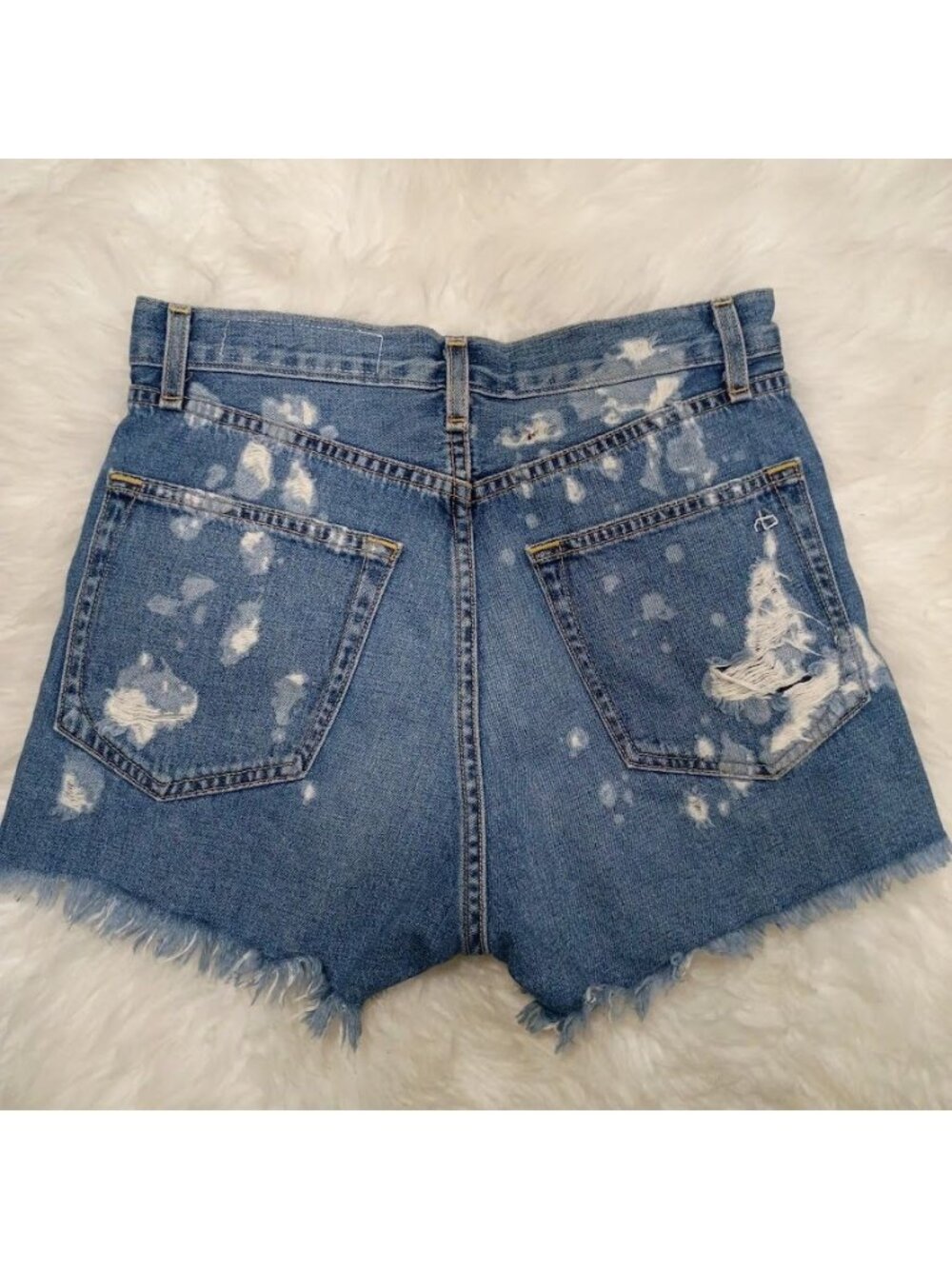 Rag & Bone Womens Distressed Denim High-Waisted Cutoff Shorts Blue Size 26 100% - Picture 9 of 12